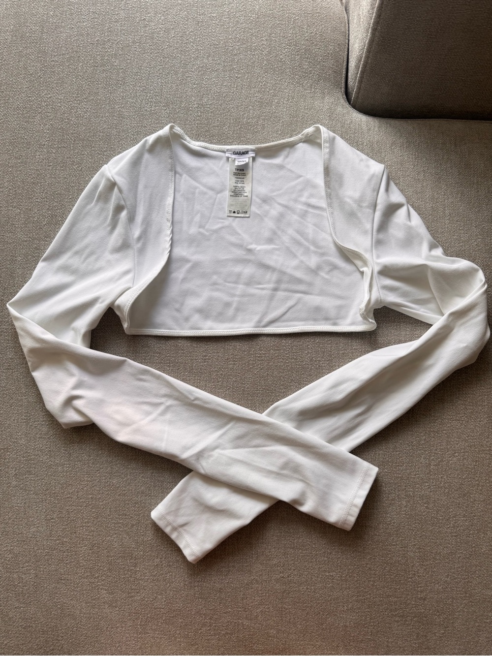 Garage White Cropped Long-Sleeve Bolero